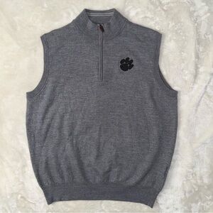 Clemson University Peter Millar 100% Merino Wool Vest Quarter Zip Vest